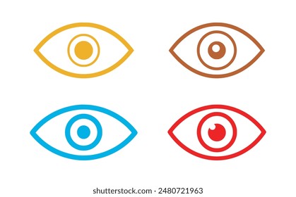 Eine Reihe von Augen-Symbolen. Vektorillustration im flachen Stil