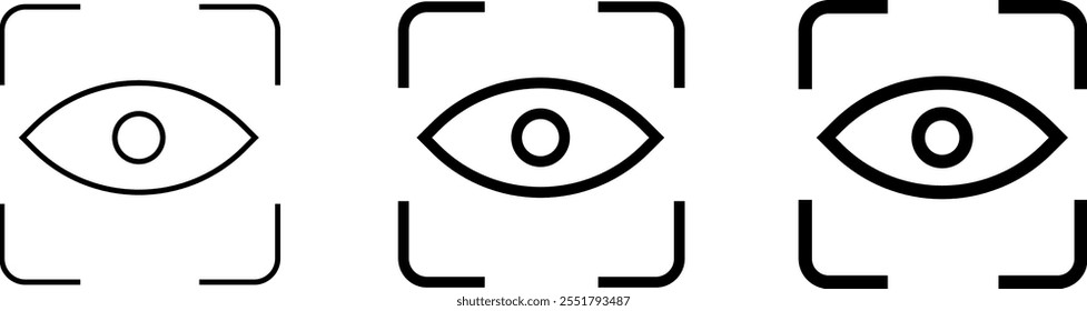 Conjunto de icono de escaneo ocular. Símbolo de la vista. Icono de ojo de escaneo de retina
