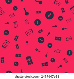 Set Eye scan, Key, Mobile and graphic password and Keyhole on seamless pattern. Vector
