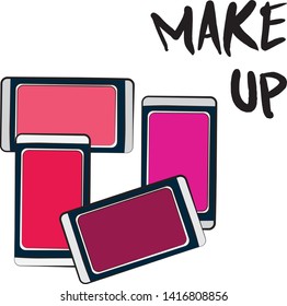 
Set of eye shadow make up, Hand drawn cosmetics set. Make up, eye shadows, brush - Fashion illustration vector object isolated on white background
