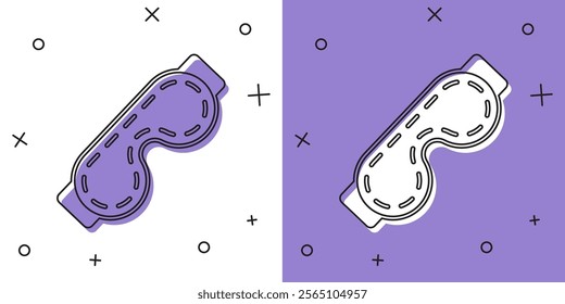 Set Eye sleep mask icon isolated on white and purple background. Sleeping mask.  Vector