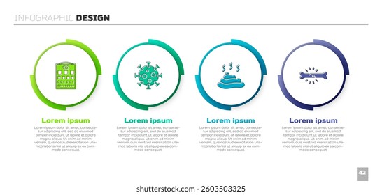 Set Eye test chart, Virus, Shit and Bone pain. Business infographic template. Vector