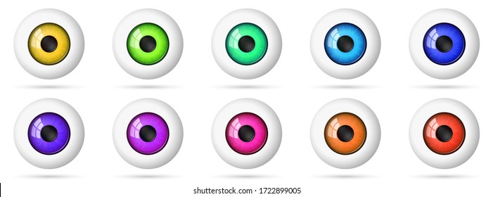 Set of eyeballs. Colored Eye icon isolated. Vector eyes. Vector illustration.