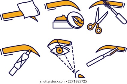 Set of Eyebrow Stylist Simple Flat Line Icon
