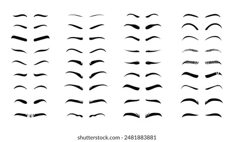 Set of Eyebrows shape by vector, type, fashion, minimal, silhouette brows, brow, editable	
