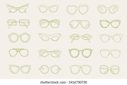 Set of eyeglasses. glasses pattern with glasses Vector illustration