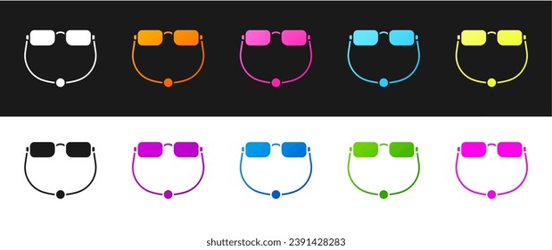 Set Eyeglasses icon isolated on black and white background.  Vector