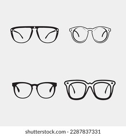 Set of eyeglasses isolated over white background