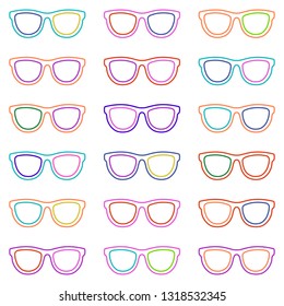 Set of eyeglasses. Seamless pattern with glasses. Vector illustration