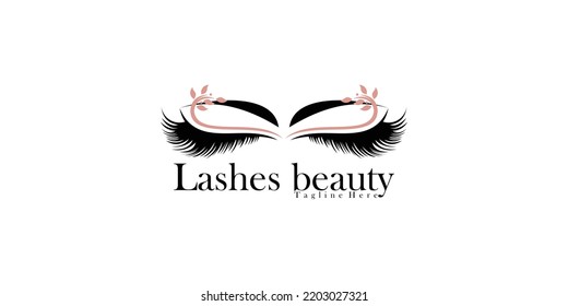Set of eyelash extension logo design for beauty salon with creative element premium vector
