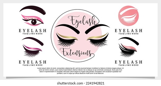 set of eyelash logo design with beauty concept