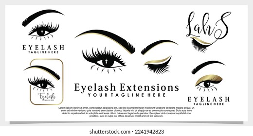 set of eyelash logo design with beauty concept