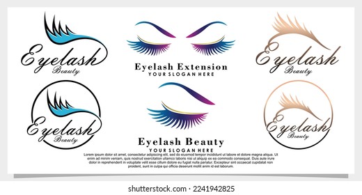 set of eyelash logo design with beauty concept