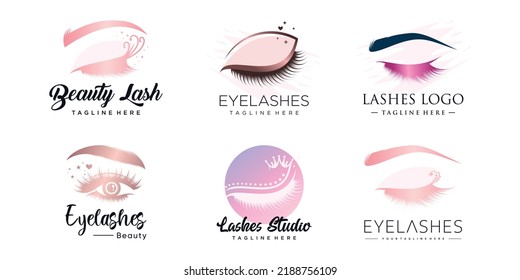 Set eyelashes logo design with modern abstract concept Premium Vector part 1