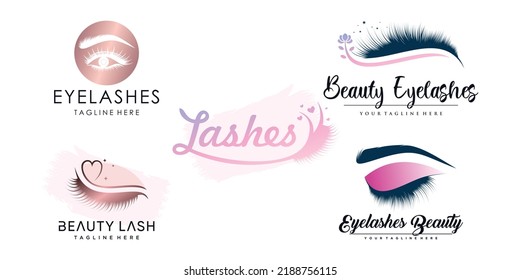 Set eyelashes logo design with modern abstract concept Premium Vector part 4