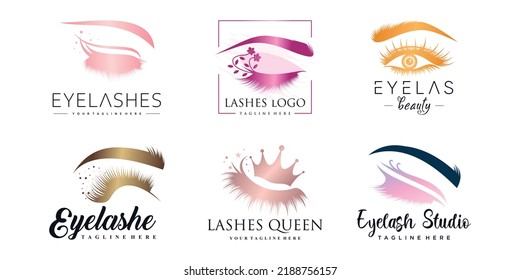 Set eyelashes logo design with modern abstract concept Premium Vector part 3