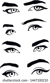 set of eyes 2 vector black makeup illustration