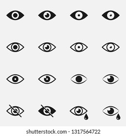 Set of eyes black and white vector icon.