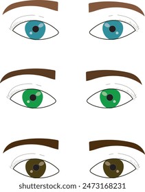 set of eyes brown green and blue	
