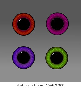 Set of eyes , colorful apple of eye, eye with linear patten.