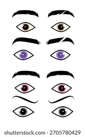 Conjunto de ojos con diferentes colores.