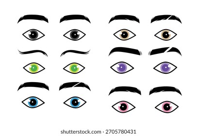 Conjunto de ojos con diferentes colores.