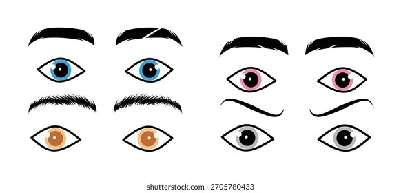 Conjunto de ojos con diferentes colores.