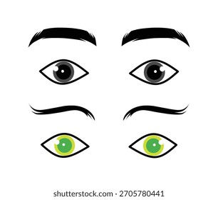 Conjunto de ojos con diferentes colores.