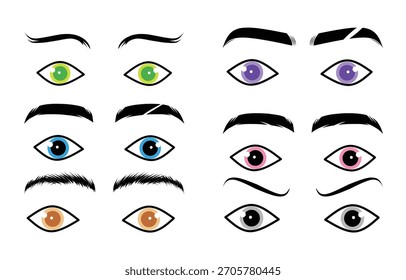 Conjunto de ojos con diferentes colores.
