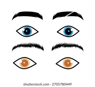 Conjunto de ojos con diferentes colores.