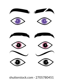 Conjunto de ojos con diferentes colores.
