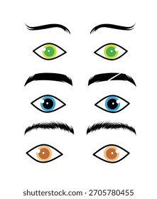 Conjunto de ojos con diferentes colores.