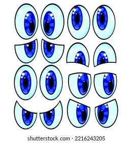 set of eyes with different emotions, vector illustration