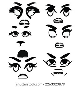 Set of eyes expressions vector file