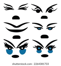 Set of eyes expressions vector file