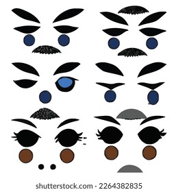 Set of eyes expressions vector file