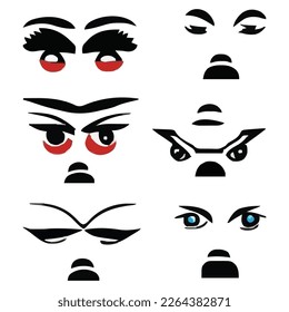 Set of eyes expressions vector file