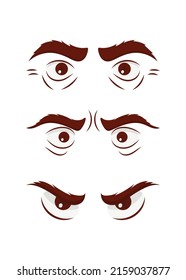Set of eyes in flat style. Isolated on white background. Vector illustration.