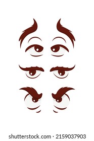 Set of eyes in flat style. Isolated. Vector illustration.