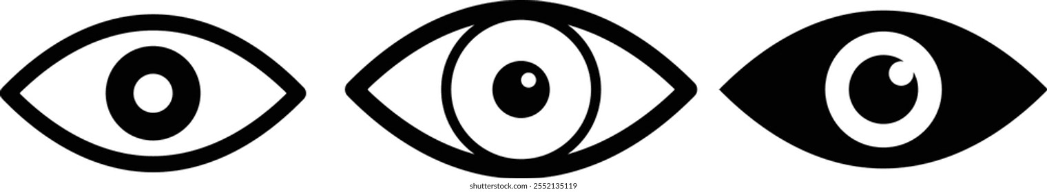 Conjunto de iconos de ojos. Símbolo de vista grupal. Colección Escáner de la retina ocular. Simple ojo, Vector.