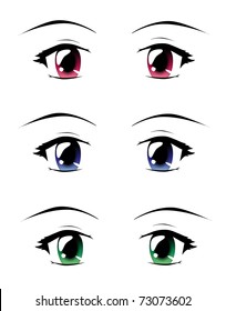 A set of eyes in manga style, isolated on white.  EPS10 vector format.