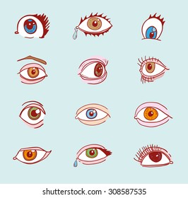 Set of  eyes, vector icon illustration.