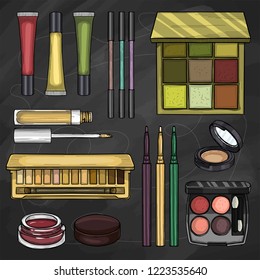 Set of eyeshadow products