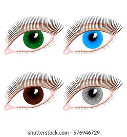 Set of  eyes.Vector illustration isolated on white background.