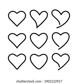 Set of f heart line art designs. good template for romantic design like valentines day.