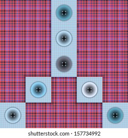 set of fabric with buttons on a contrasting background