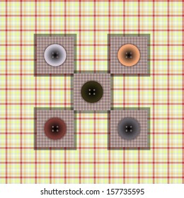set of fabric with buttons on a contrasting background