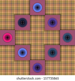 set of fabric with buttons on a contrasting background