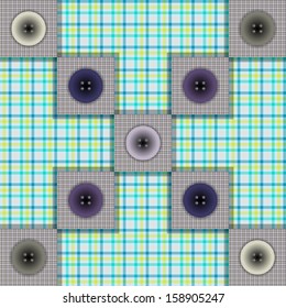 set of fabric with buttons on a contrasting background