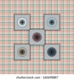 set of fabric with buttons on a contrasting background